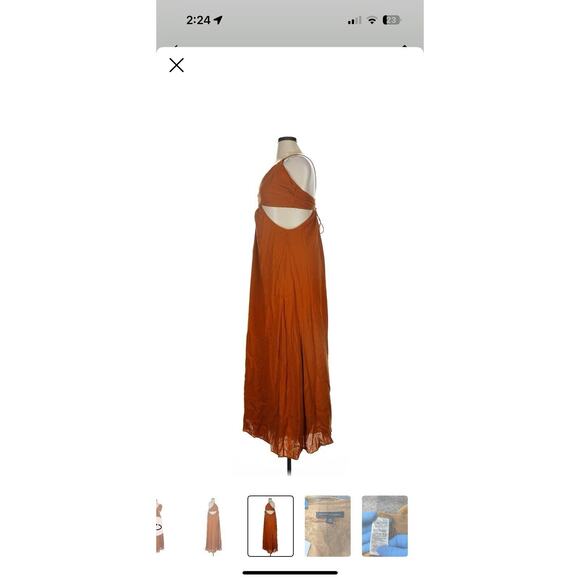 NWT Banana Republic Linen Halter Back Cut Out Fall Burnt Orange Dress Sz 14 NEW - Picture 4 of 9